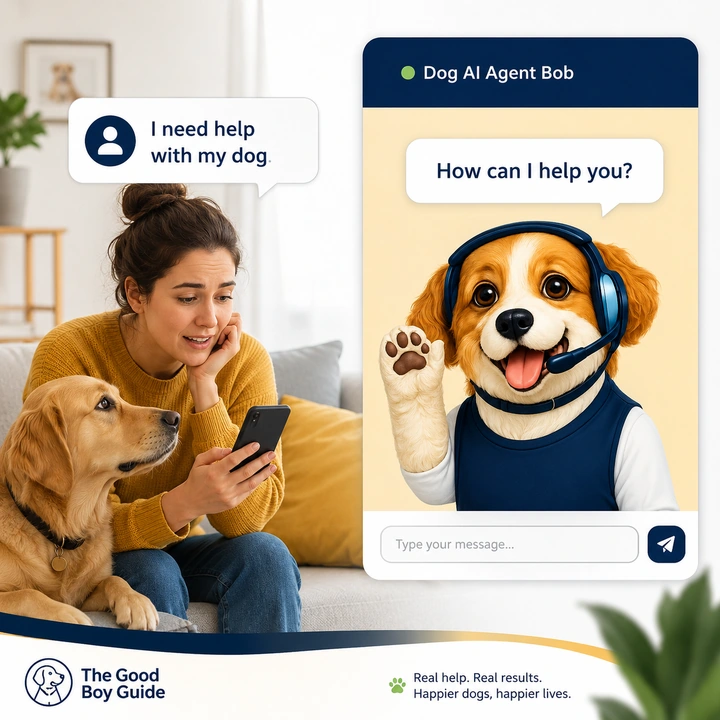 Dog owner getting help from Bob the AI Dog Agent